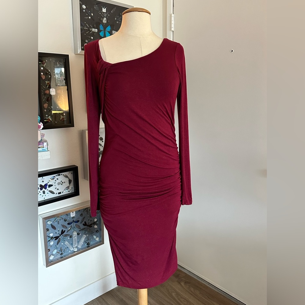 Long sleeve dress with ruched details on side seams